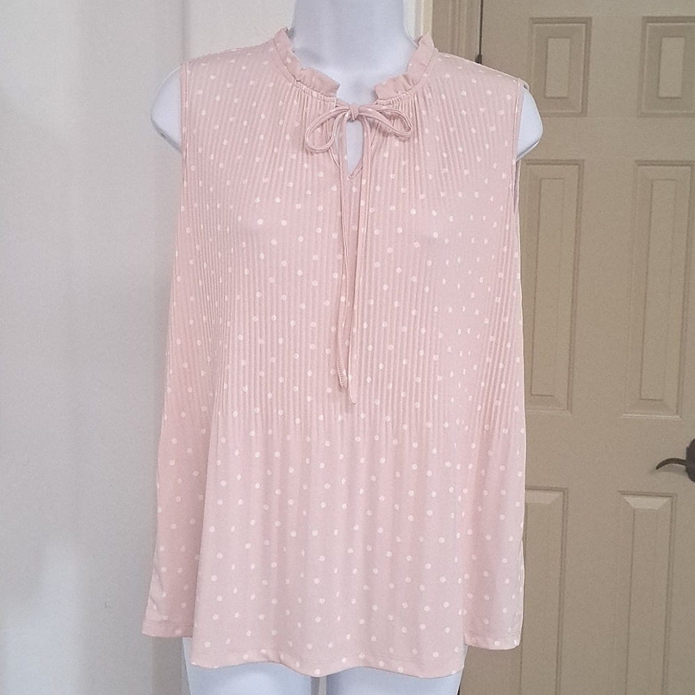 Adrianna Papell  Pleated Knit Tie Neck Women's Top Size Small - Picture 2 of 9